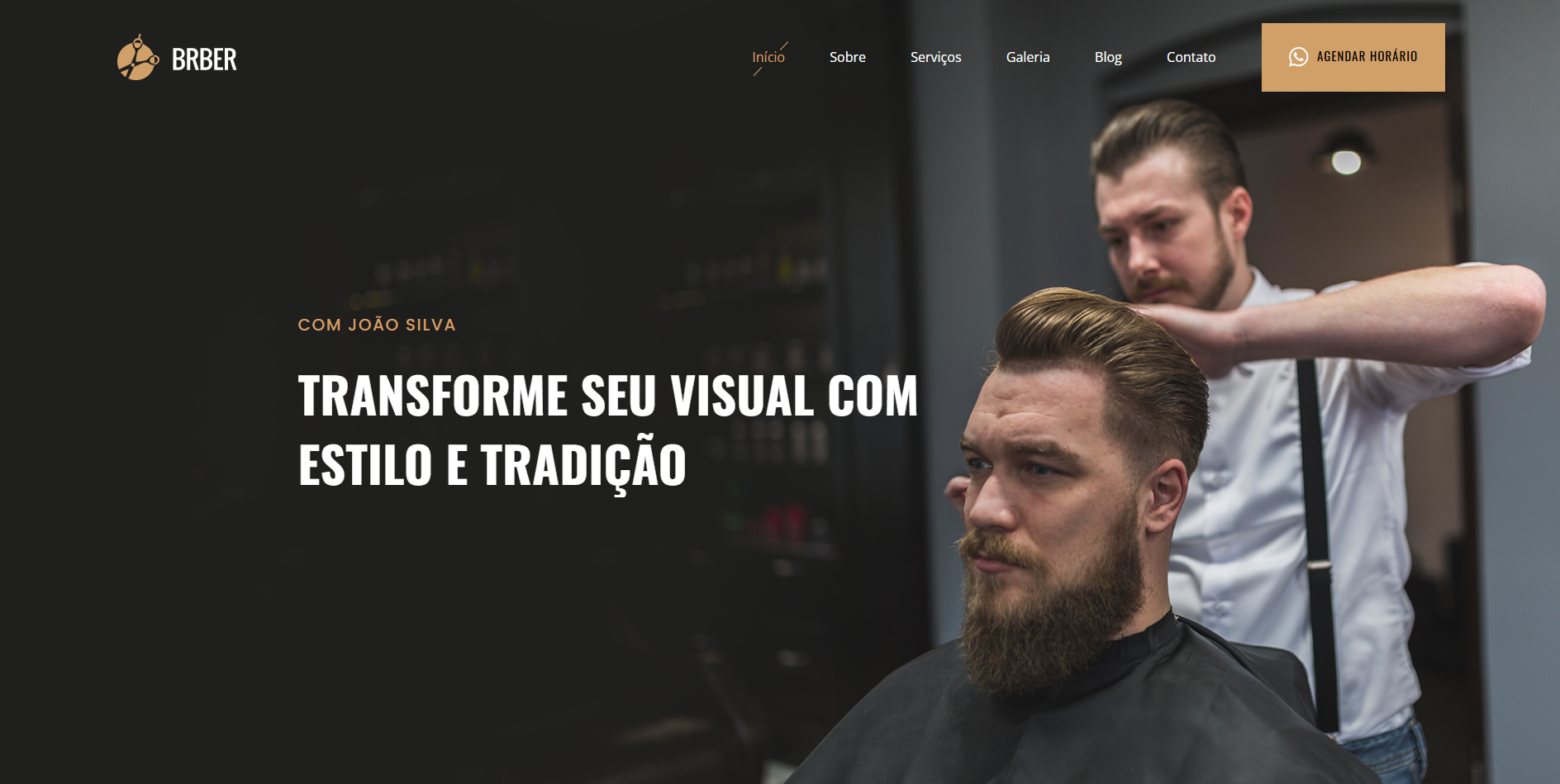 Página inicial de site de barbearia